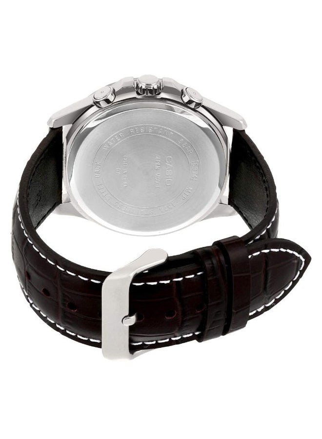 كاسيو ساعة يد بعقارب وسوار من الجلد طراز MTP1374L-7AV - 47 مم - أسود للرجال - Image 2