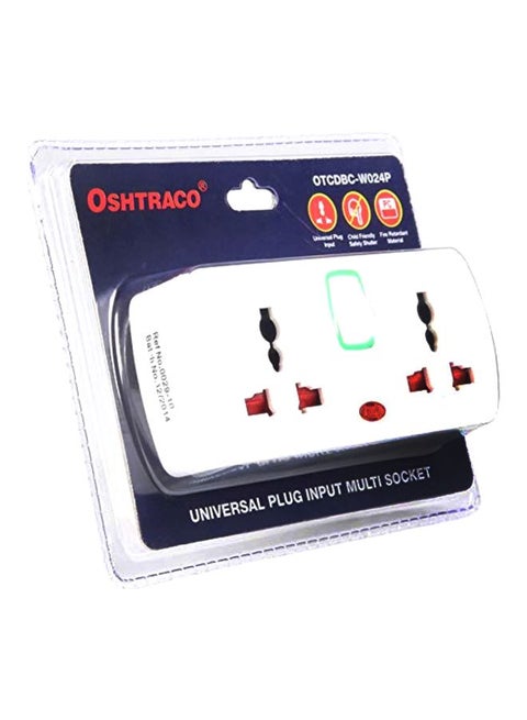 2 Way Multi Plug Socket With Switch White