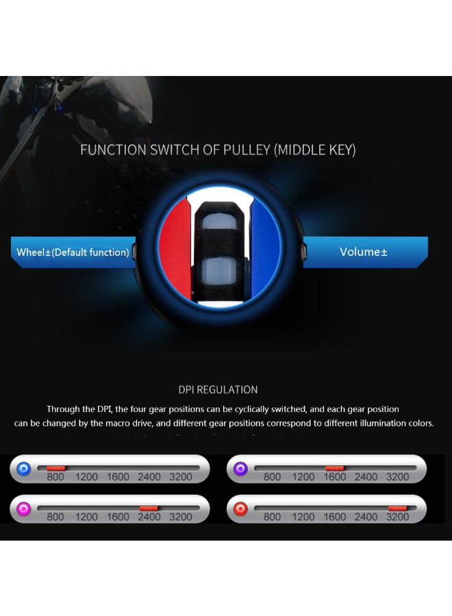 Ajazz AJ120 Wired Adjustable Gaming Mouse Black/Blue/Pink - Image 3