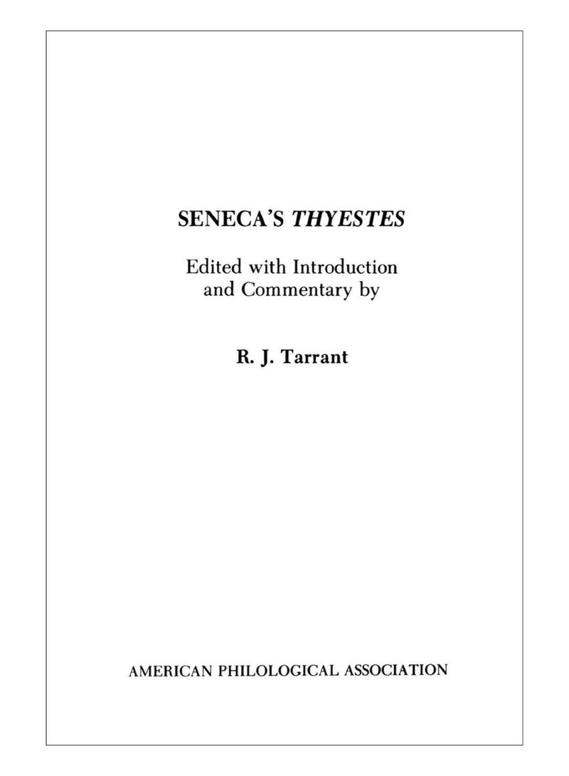 Seneca's Thyestes Paperback Latin by R. J. Tarrant - 1-Jun-13 