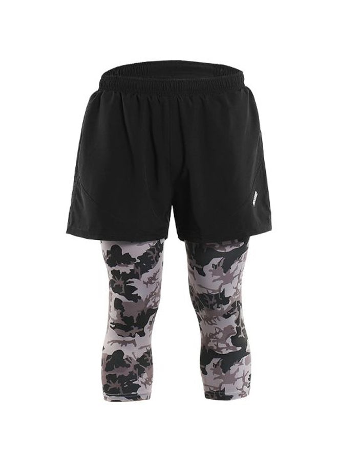 ARSUXEO 2-In-1 Breathable Running Capri Pants With Shorts M  - Image 1