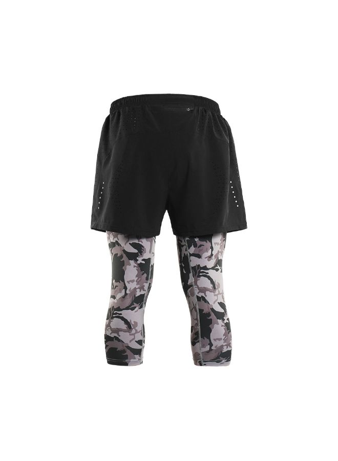 ARSUXEO 2-In-1 Breathable Running Capri Pants With Shorts M  - Image 2