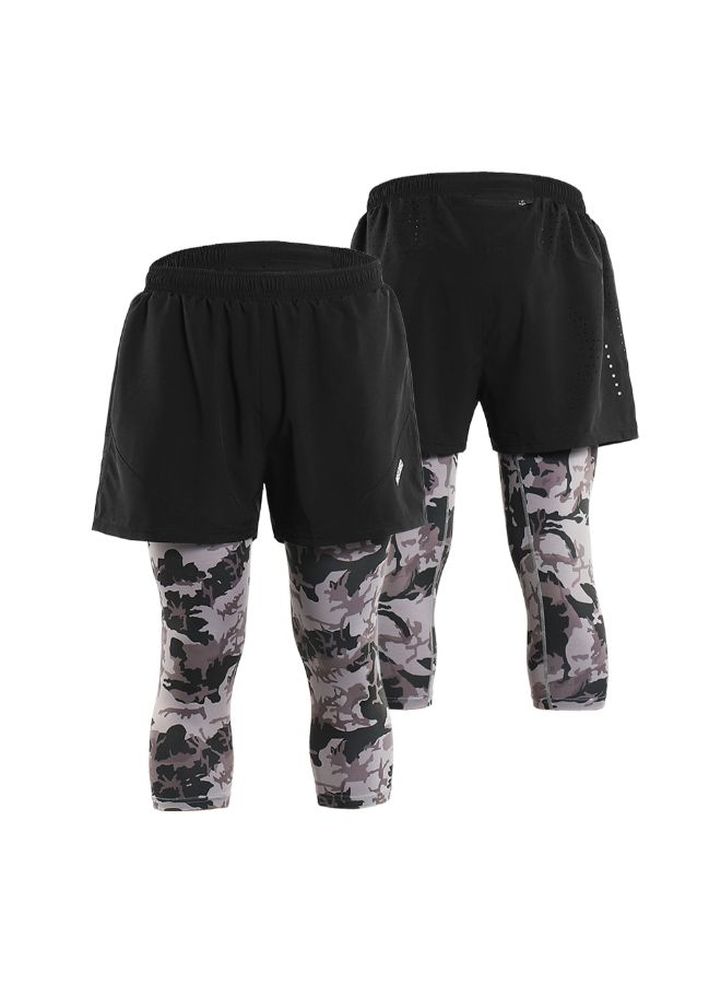 ARSUXEO 2-In-1 Breathable Running Capri Pants With Shorts XL  - Image 2