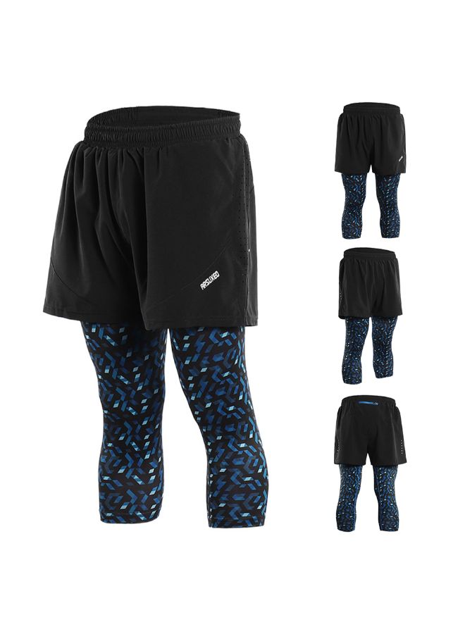 ARSUXEO 2-In-1 Breathable Running Capri Pants With Shorts XXL  - Image 4