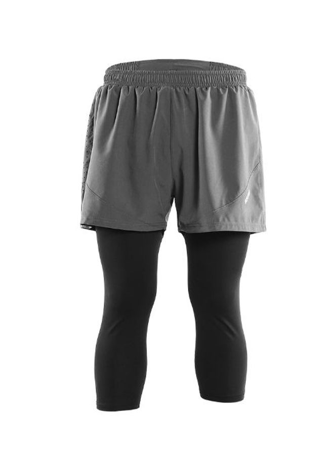ARSUXEO 2-In-1 Breathable Running Capri Pants With Shorts S - Image 1
