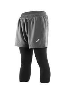 2-In-1 Breathable Running Capri Pants With Shorts L