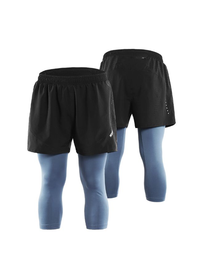 ARSUXEO 2-In-1 Breathable Running Capri Pants With Shorts XL  - Image 4
