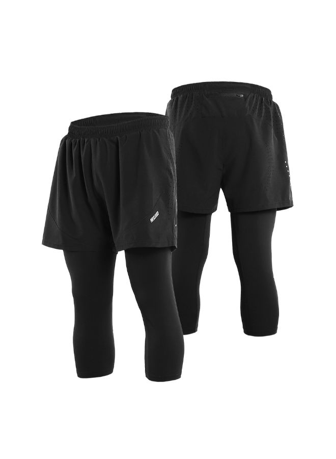 ARSUXEO - 2-In-1 Breathable Running Capri Pants With Shorts XXL - Image 1