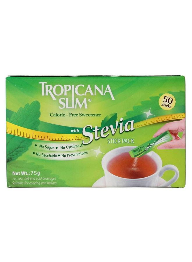 Tropicana Slim - Stevia Stick Calorie Free Sweetener Set 50 Pieces 75grams - Image 1