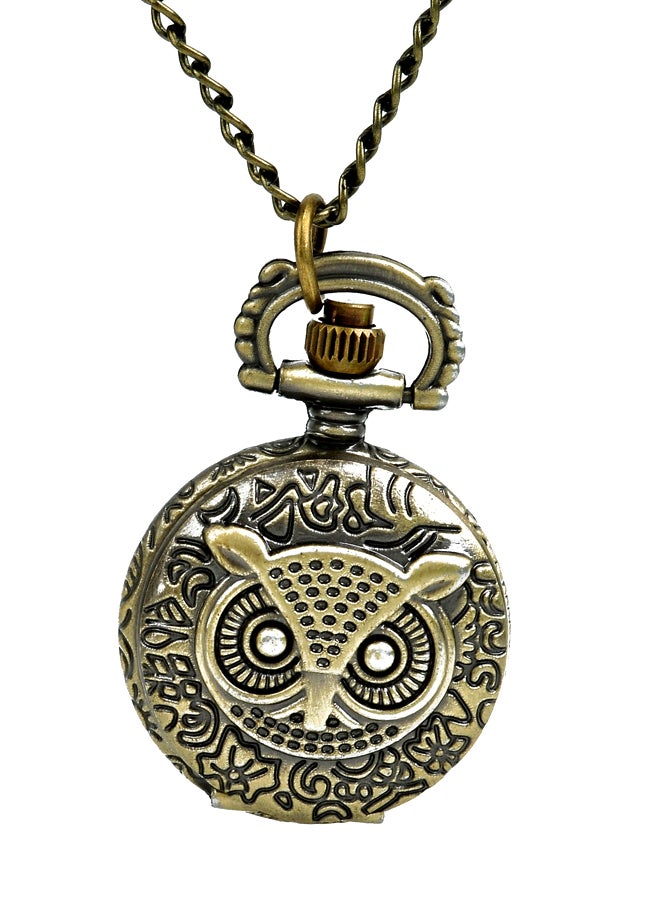 unisex Bronze Owl Metal Analog Pocket Watch - Image 1