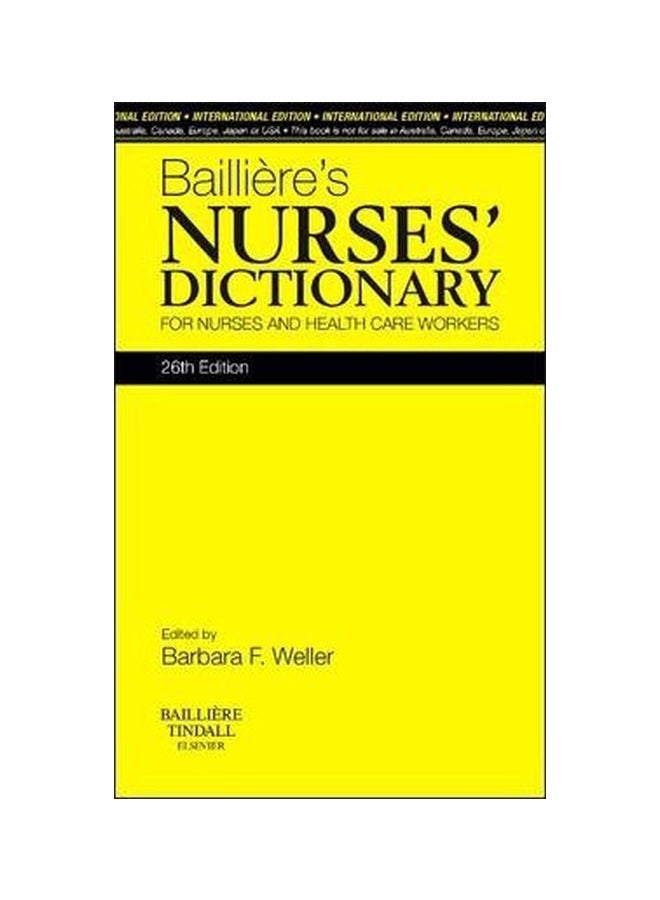 Bailliere's Dictionary International Edition Paperback English by Barbara F. Weller - 1/31/2014 