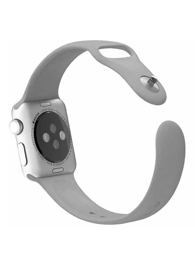 porodo - Silicone Wrist Band For Apple Watch 42-44mm Grey - Image 1