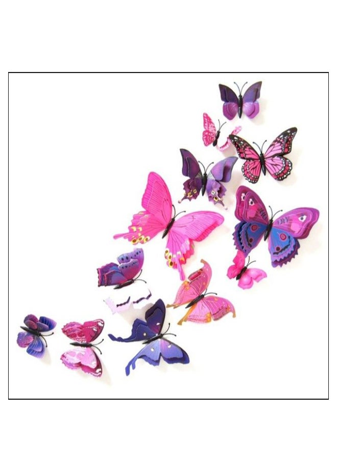 Ectownugs 12-Piece 3D Butterflies Wall Sticker Multicolour 12centimeter