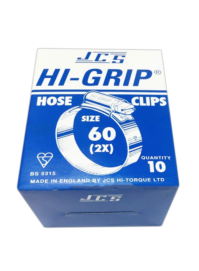 JCS HI-GRIP - 10-Piece Zinc Plated Hose Clips Set Silver - Image 1