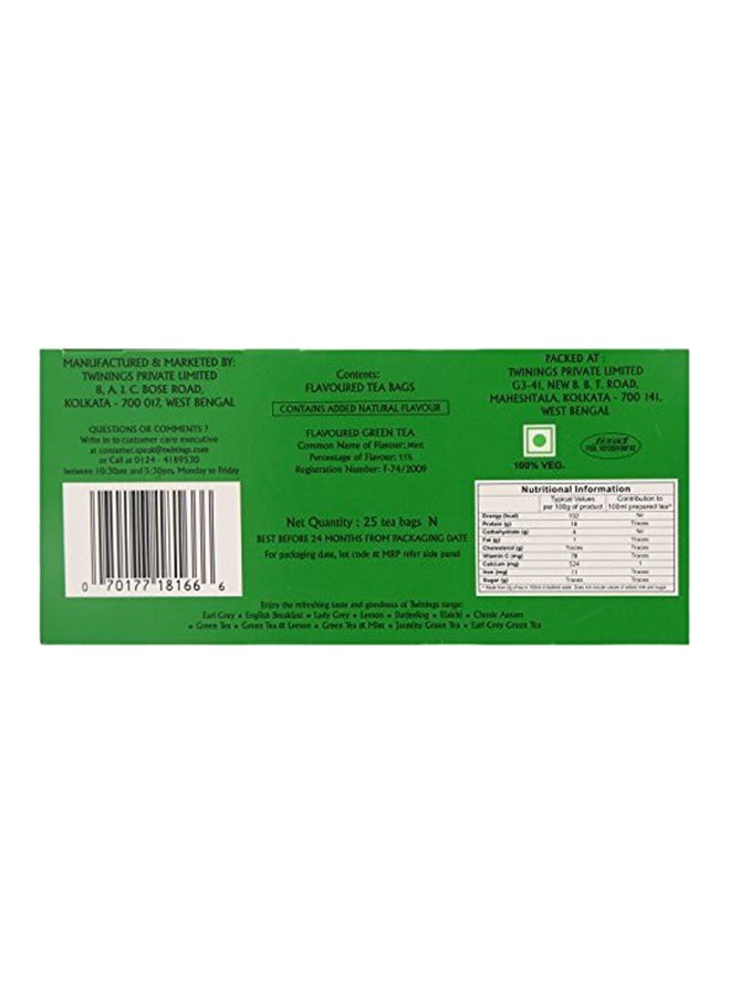 Twinings - Green Tea With Mint 25 Teabags 37.5grams - Image 1