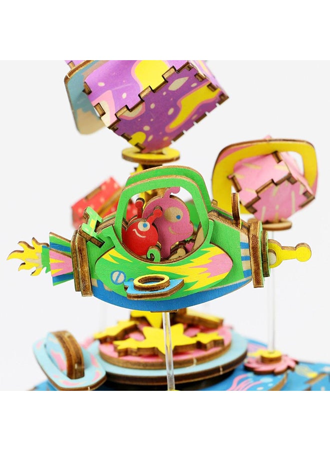 روبوتايم لعبة ألغاز من الخشب بتصميم ثلاثي الأبعاد على شكل كواكب دوارة مع صندوق موسيقى - Image 4