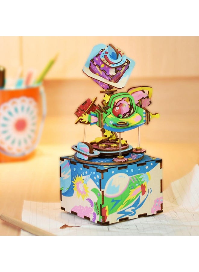 روبوتايم لعبة ألغاز من الخشب بتصميم ثلاثي الأبعاد على شكل كواكب دوارة مع صندوق موسيقى - Image 5