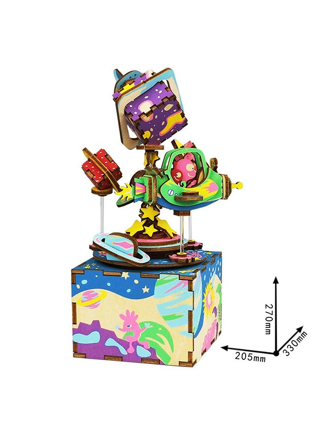 روبوتايم لعبة ألغاز من الخشب بتصميم ثلاثي الأبعاد على شكل كواكب دوارة مع صندوق موسيقى - Image 2