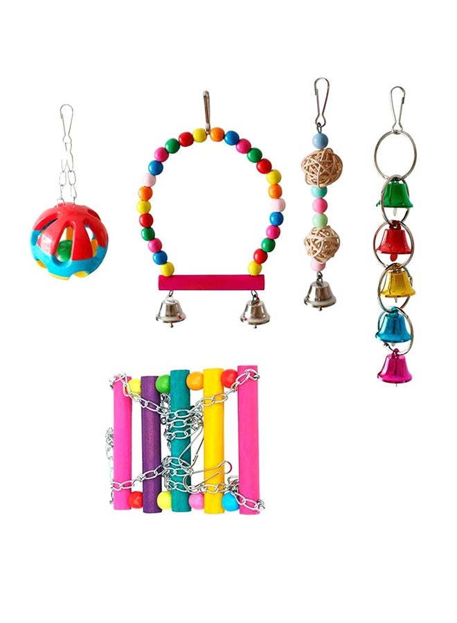 5 Piece Bird Parrot Toys Hanging Bell Set Multicolour 300grams - Image 1