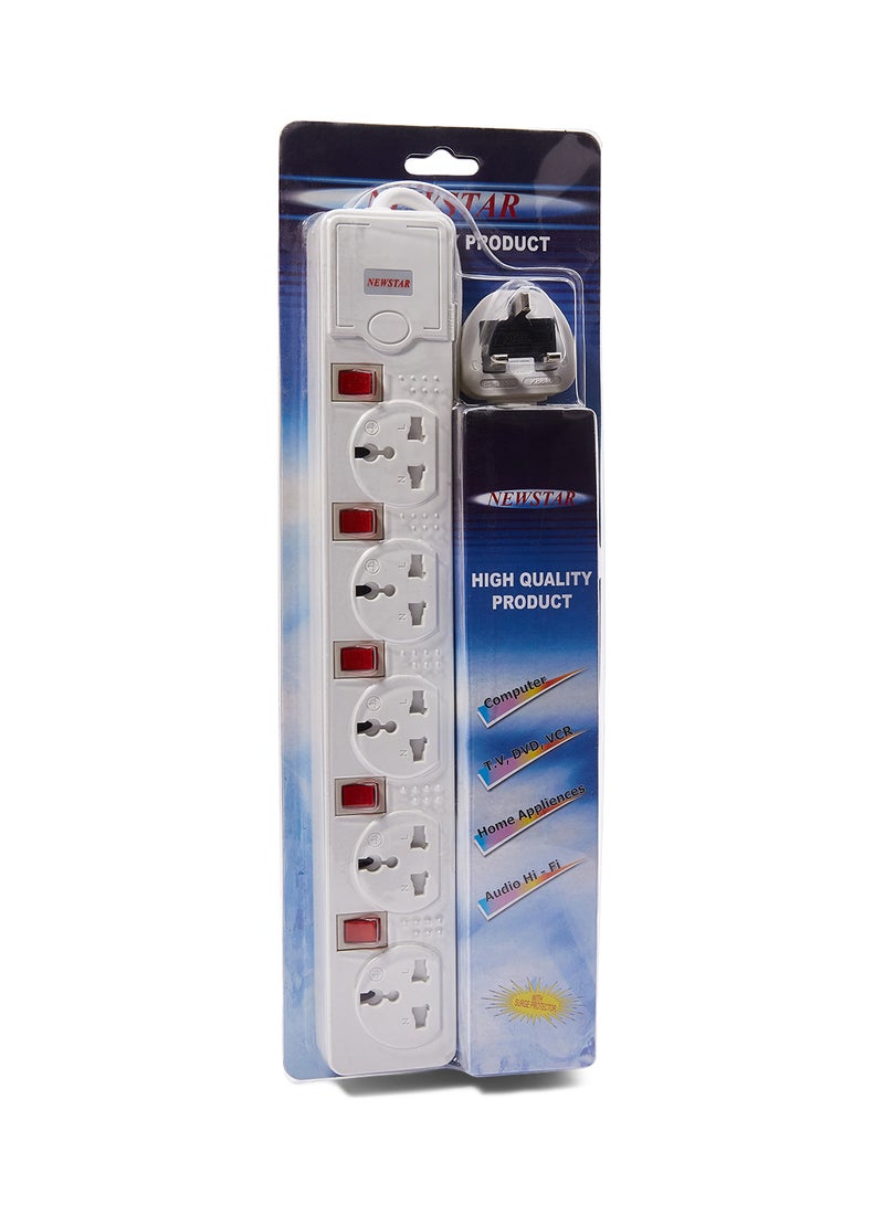 5-Way Socket BT Plug Power Extension With Individual Switch White 3meter - v1561276791/N22998567A_1