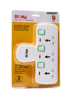 3-Way T-Socket Extension With Individual Switch White