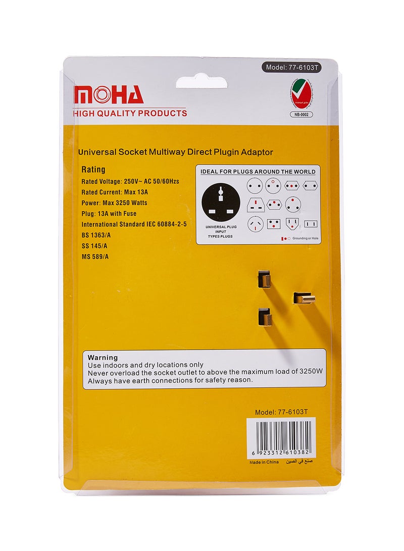 MOHA - 3-Way T-Socket Extension With Individual Switch White - Image 1