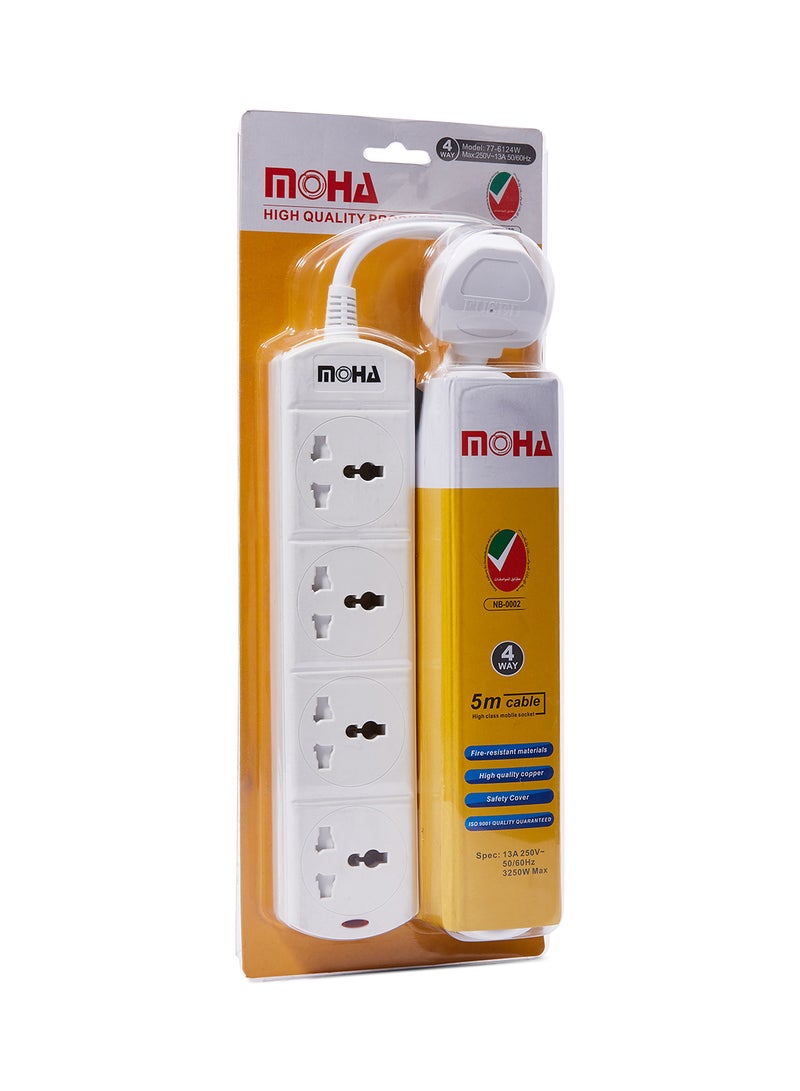 MOHA - 4-Way Socket Power Extension White 5meter - Image 1
