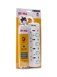 MOHA 4-Way Socket Power Extension With Individual Switch White 5meter  - Image 1