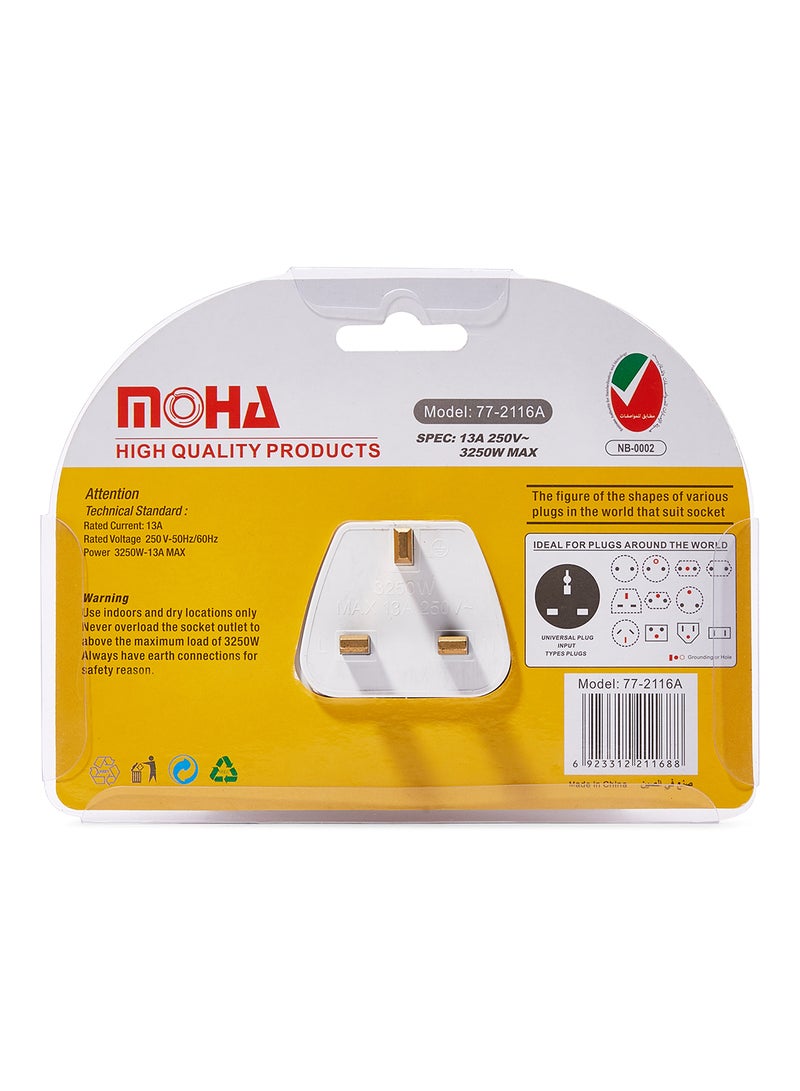MOHA - 2-Way T-Socket Power Extension White - Image 1