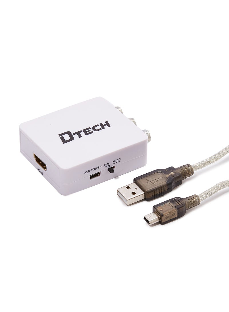 DTech 2-Piece DT-6524 HDMI To AV Converter Set White - Image 1