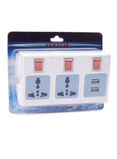 NEWSTAR 2 Output And Usb With Switches White  - Image 1