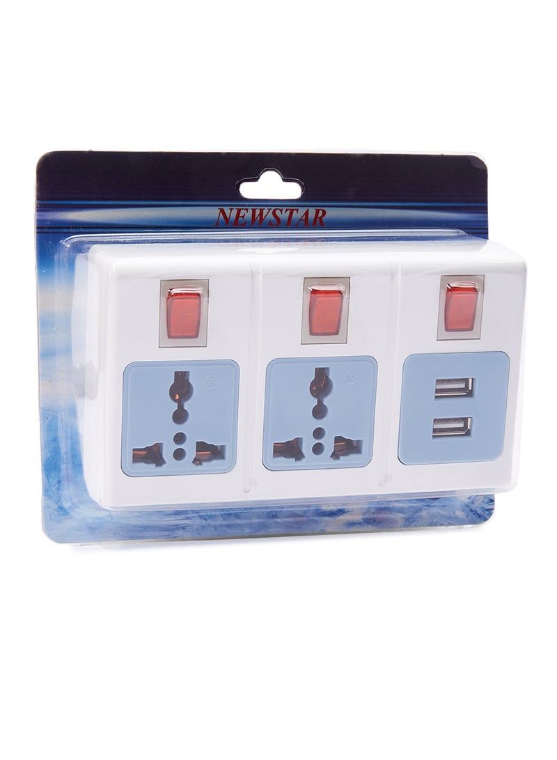 NEWSTAR - 2 Output And Usb With Switches White - Image 1