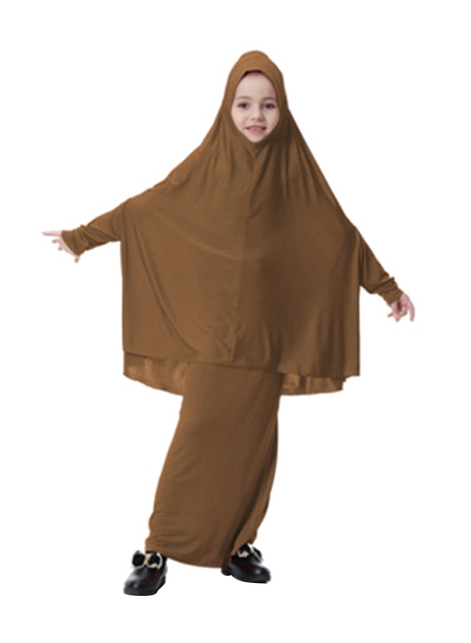 عباية بأكمام طويلة بني  - Image 1