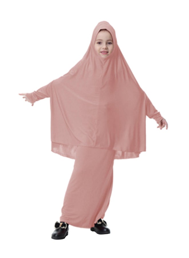 عباية بأكمام طويلة وردي - Image 1