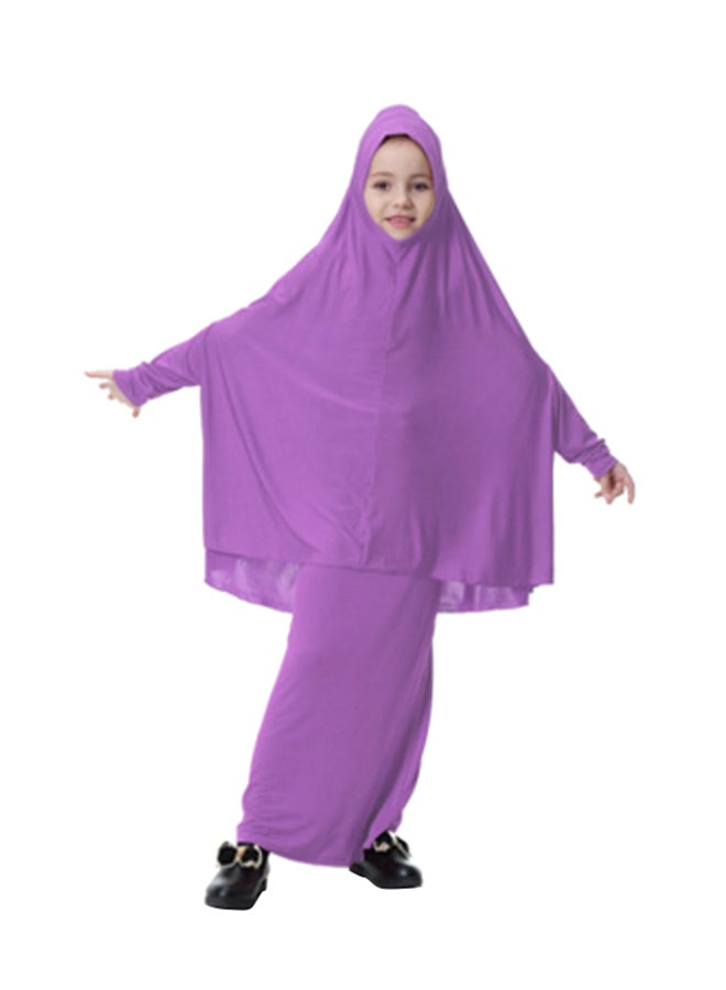 عباية بأكمام طويلة ارجواني فاتح - Image 1