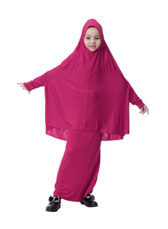 عباية بأكمام طويلة وردة حمراء - Image 1