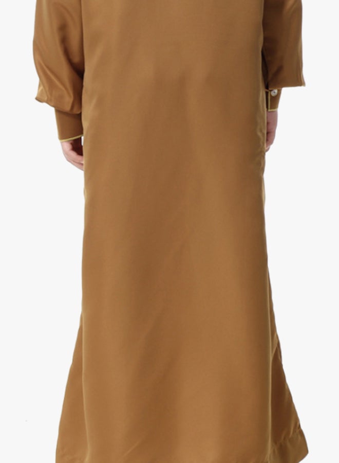 عباية بأكمام طويلة بني - Image 2