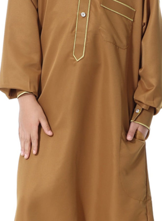 عباية بأكمام طويلة بني - Image 3