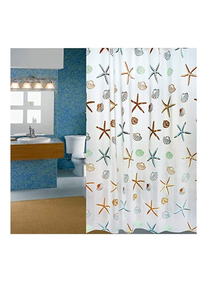 Printing Shower Curtain White/Brown/Blue 180x180cm - Image 1