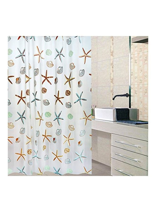 Printing Shower Curtain White/Brown/Blue 180x180cm - Image 2