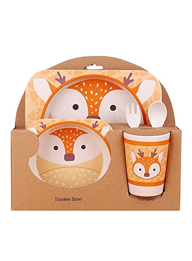 5-Piece Sika Deer Printed Bamboo Fiber Tableware Set - Image 1