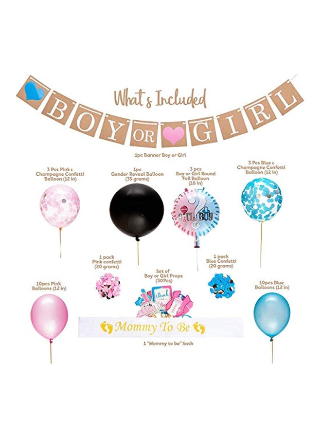 مجموعة زينة لحفلة الكشف عن جنس المولود مكونة من 64 قطعة - Image 2