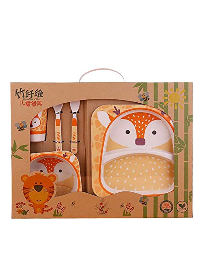 5-Piece Sika Deer Printed Bamboo Fiber Tableware Set - Image 2