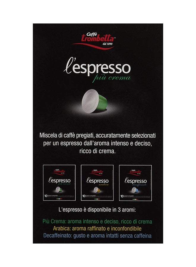 L'Espresso Piu Crema Capsules 10 Capsules Crema 5.5grams Pack of 10