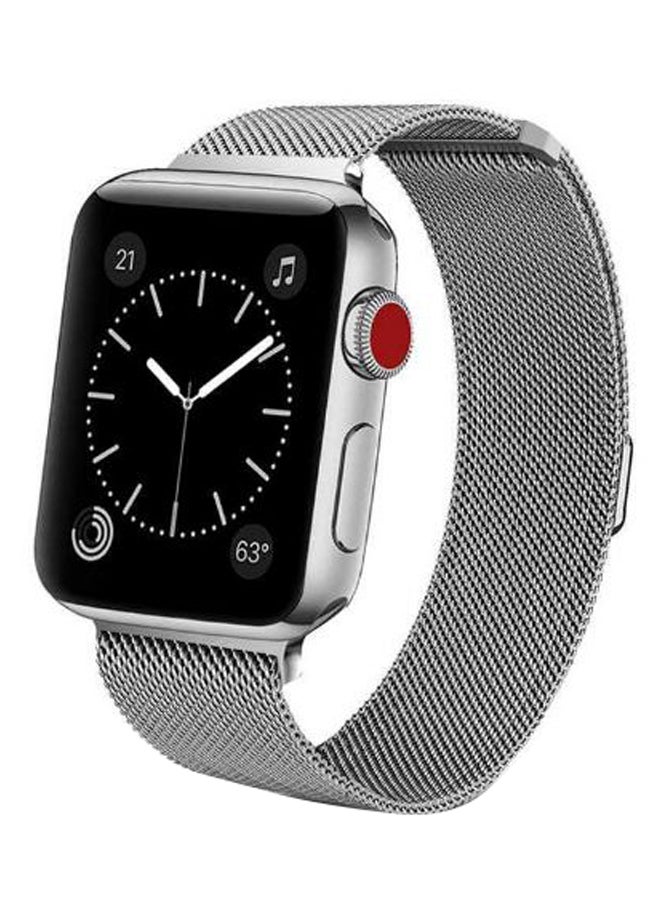 porodo - Mesh Wrist Band For Apple Watch 42-44mm Silver - Image 1
