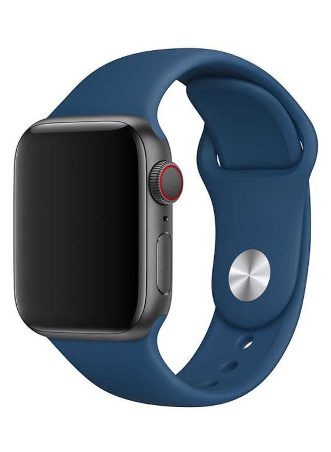 porodo - Silicone Wrist Band For Apple Watch 42-44mm Dark Blue - Image 1