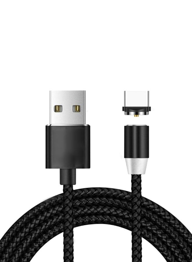 كابل Micro USB مغناطيسي بتصميم دائري 3 في 1 لمزامنة البيانات والشحن أسود
