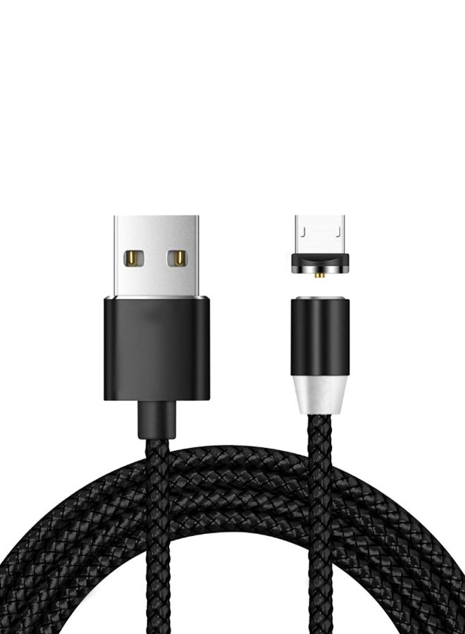 كابل Micro USB مغناطيسي بتصميم دائري 3 في 1 لمزامنة البيانات والشحن أسود