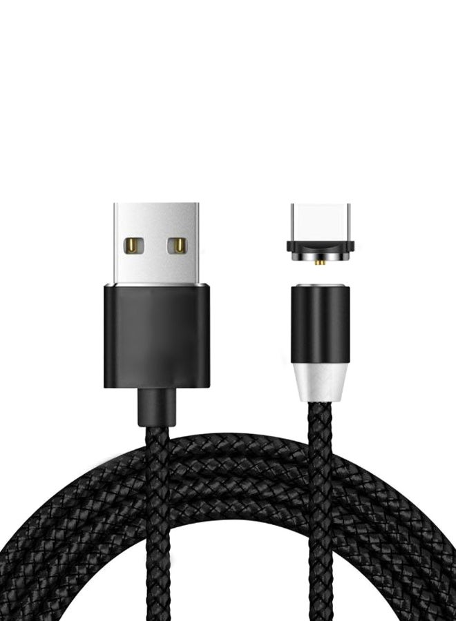 كابل Micro USB مغناطيسي بتصميم دائري 3 في 1 لمزامنة البيانات والشحن أسود