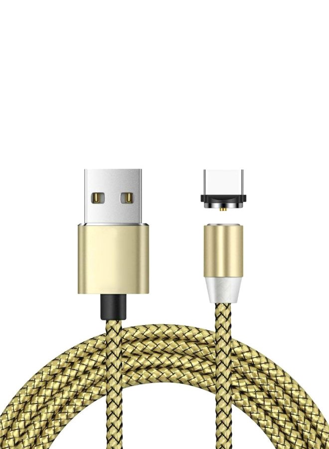 كابل Micro USB مغناطيسي بتصميم دائري 3 في 1 لمزامنة البيانات والشحن ذهبي/ أسود